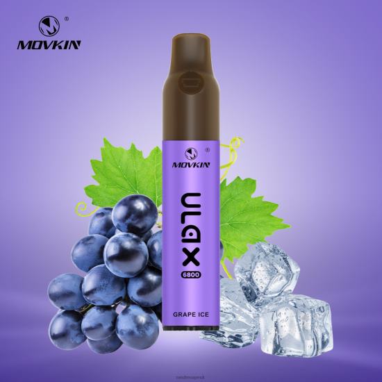 RandM Movkin Ulax 6800 (Ceramic Coil) Rechargeable Disposable Vape Pod Device Grape Ice 642PN62 RandM London
