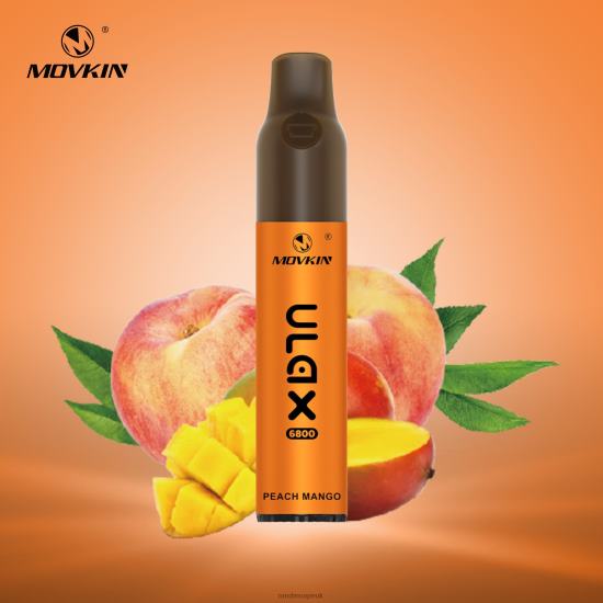 RandM Movkin Ulax 6800 (Ceramic Coil) Rechargeable Disposable Vape Pod Device Peach Mango 642PN60 RandM Vape Sale