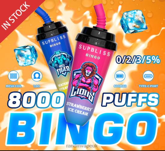 RandM Supbliss Bingo 8000 Vape Pod Device 1Pc Lychee Cola 642PN264 RandM Vape Nicotine