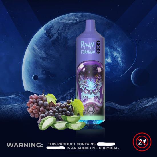 RandM Tornado 9000 Vape Pod Device 1Pc Version 1 Aloe Grape 642PN137 R and M Vape UK