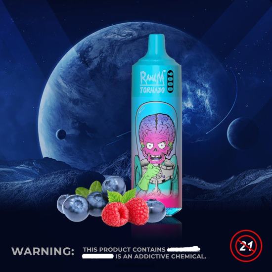 RandM Tornado 9000 Vape Pod Device 1Pc Version 1 Blueberry Raspberry 642PN126 R and M UK