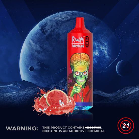 RandM Tornado 9000 Vape Pod Device 1Pc Version 2 Watermelon Brazz Ice 642PN147 R and M Vape UK