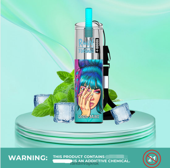 RandM Tornado 10000 Plus Airflow Control Vape Device 1Pc Cool Mint 642PN72 RandM London