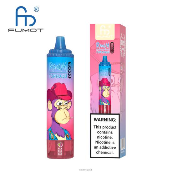 Fumot RandM Tornado 15000 Vape Device With Battery And Ejuice Display Version 1 Blueberry Raspberry 642PN22 RandM London