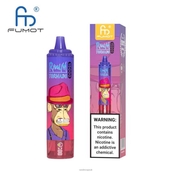 Fumot RandM Tornado 15000 Vape Device With Battery And Ejuice Display Version 1 Blueberry Raspberry 642PN22 RandM London