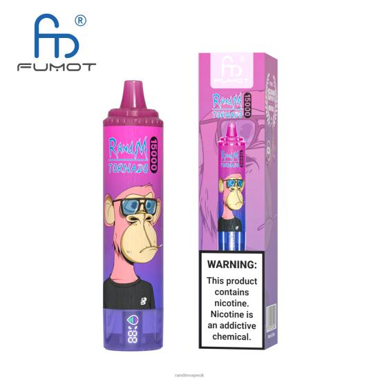 Fumot RandM Tornado 15000 Vape Device With Battery And Ejuice Display Version 1 Blueberry Raspberry 642PN22 RandM London
