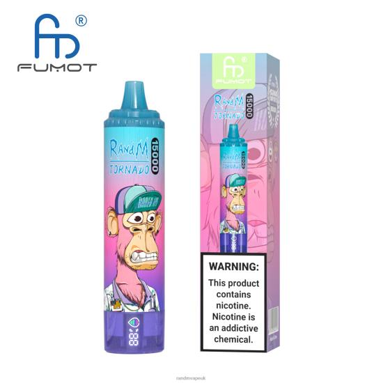 Fumot RandM Tornado 15000 Vape Device With Battery And Ejuice Display Version 1 Blueberry Raspberry 642PN22 RandM London