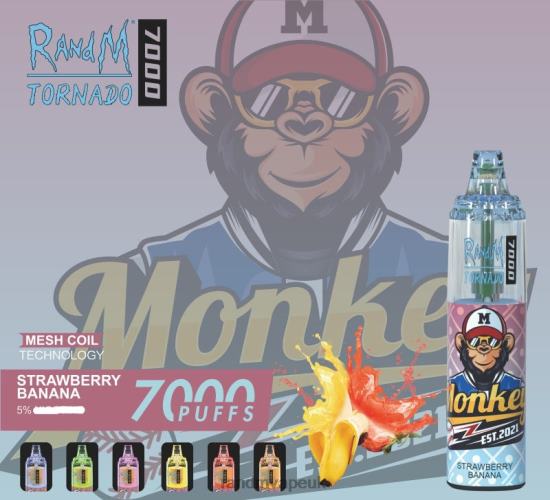 RandM Tornado 7000 Airflow Control Vape Device 1Pc Strawberry Banana 642PN182 RandM London