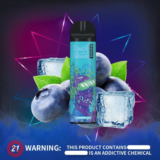 RandM Tornado 8000 Airflow Control Vape Device 1Pc Blueberry Ice 642PN248 R and M Vape Wholesale UK