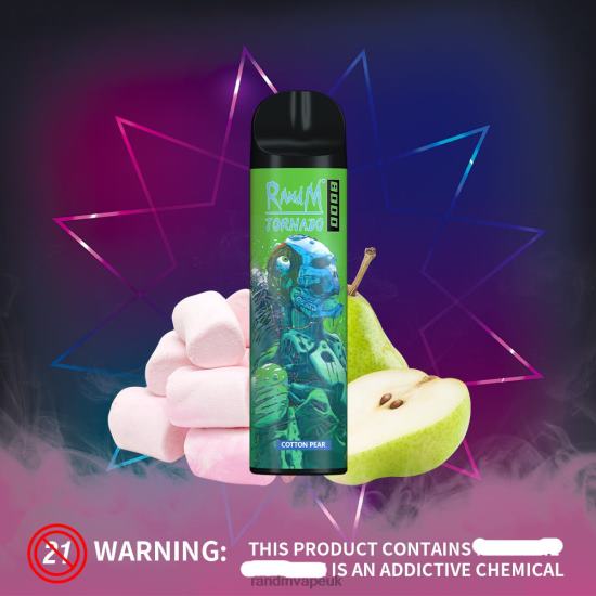 RandM Tornado 8000 Airflow Control Vape Device 1Pc Cotton Pear 642PN241 RandM Vape UK