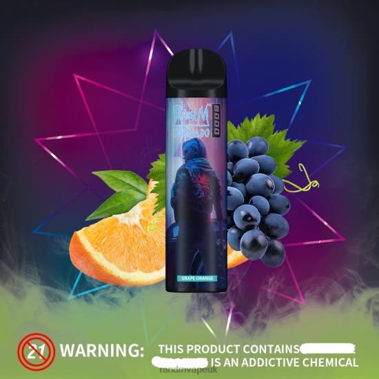 RandM Tornado 8000 Airflow Control Vape Device 1Pc Grape Orange 642PN243 RandM Vape Flavours