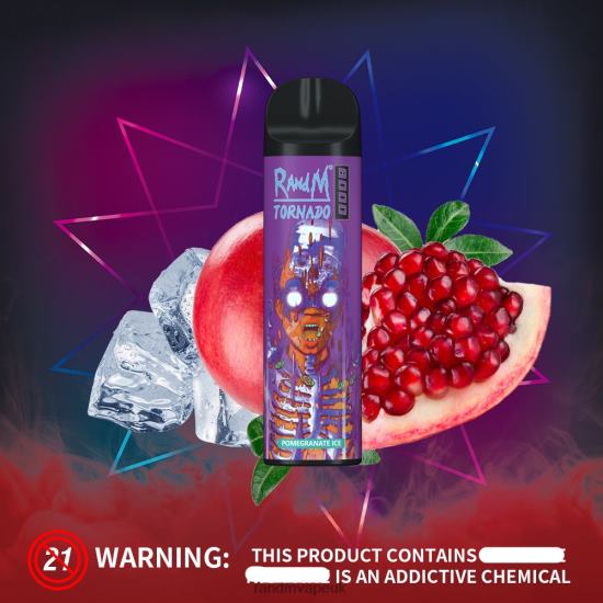 RandM Tornado 8000 Airflow Control Vape Device 1Pc Pomegranate Ice 642PN246 R and M UK