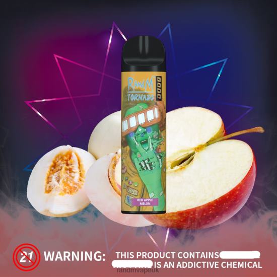 RandM Tornado 8000 Airflow Control Vape Device 1Pc Red Apple Melon 642PN245 RandM Wholesale UK
