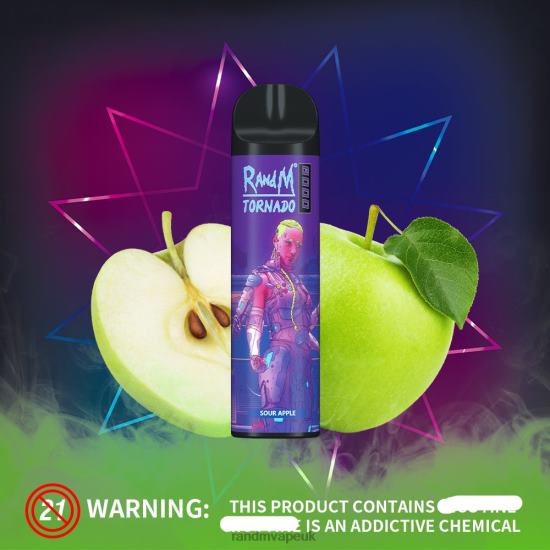 RandM Tornado 8000 Airflow Control Vape Device 1Pc Sour Apple 642PN240 RandM Vape Sale