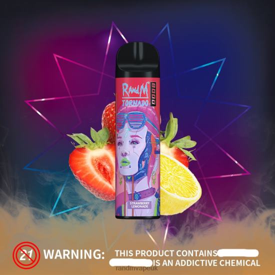 RandM Tornado 8000 Airflow Control Vape Device 1Pc Strawberry Lemonade 642PN239 R and M Sales